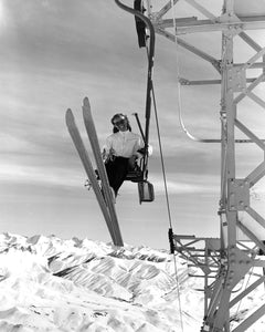 6655B Blanch Hauserman on Baldy Mountain Lift at Sun Valley Idaho